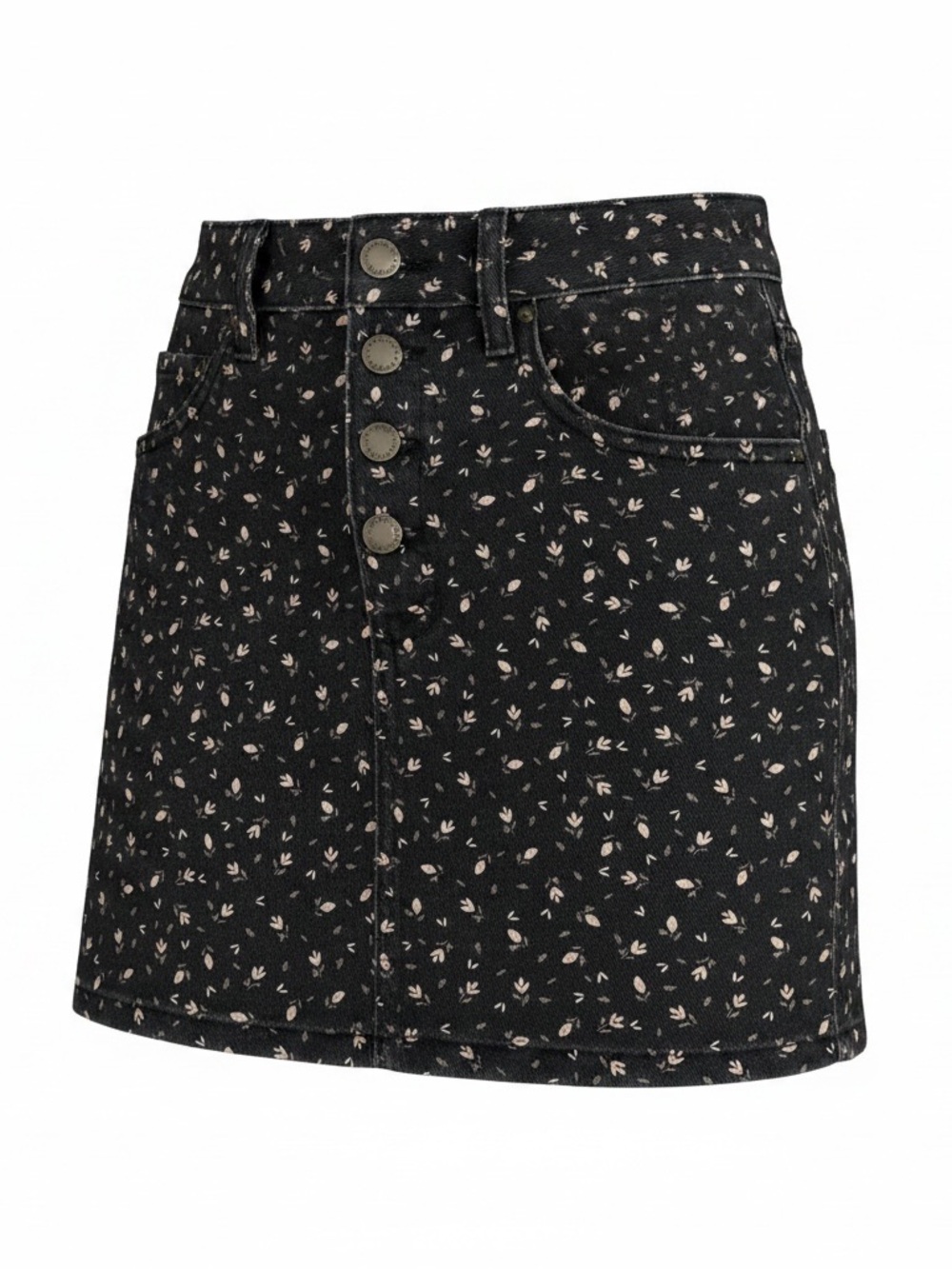 Billabong Black Mini Skirt with Pink Floral Print
